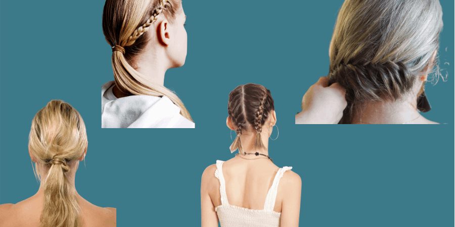 Ponytail and braid ideas to minimize helmet hair and tangles.