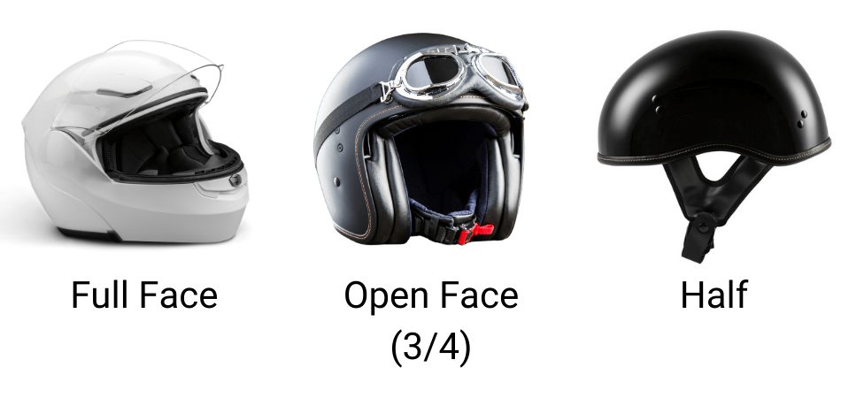 image of different helmet types for first time vespa rider