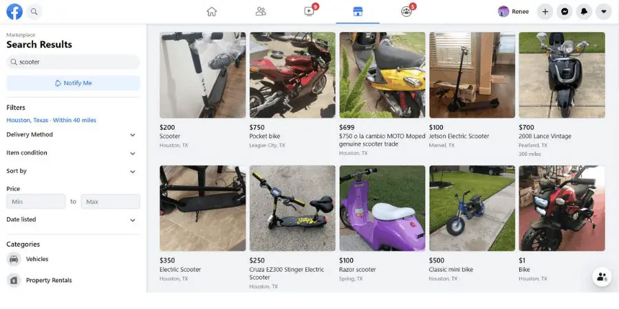 used motor scooter moped example facebook marketplace listing