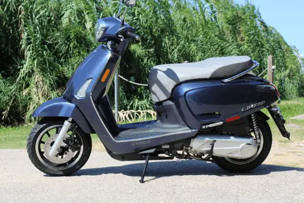 Navy Blue with a gray seat Kymco Like 150i scooter