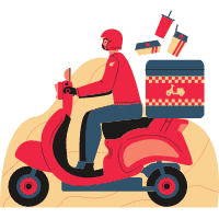 Scooter delivery clipart with food images
