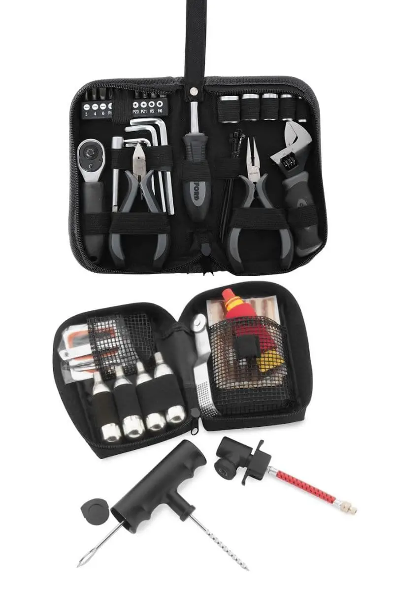 tool kit and tire kit for a scooter