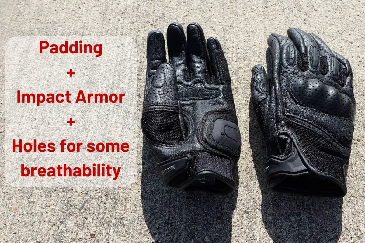 Front and back of a pair of gloves to wear when riding even a moped