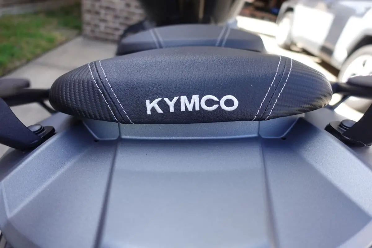 view of the rear of Kymco AK550 stitch of Kymco brand